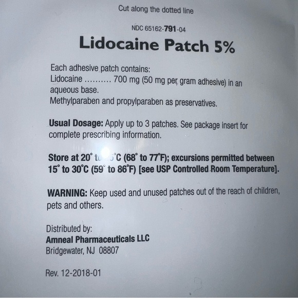 Lidocaine Patches 30pc  5% - Amneal - Picture 2 of 4